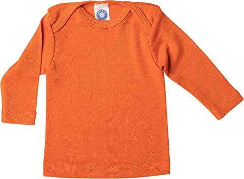 Cosilana - Camiseta interior de manga larga, 70% lana y 30% seda naranja 98/104 cm