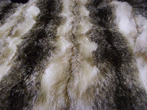 CRS Fur Fabrics Material de tela de piel sintética LUXURY, acrílico, Lobo marrón y blanco, 1Mtr-150cm x 100cm