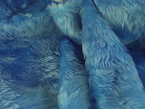 CRS Fur Fabrics Plain Fun Piel sintética Material Tela Turquesa Azul