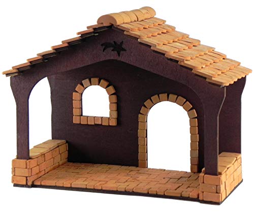 Cuna Navidad con experiencia en construcción, ladrillos y tejas de arcilla real, bricolaje, kit de manualidades