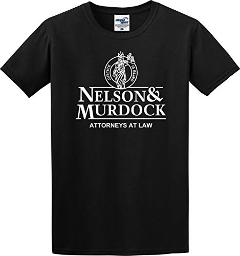 Daredevil T-Shirt Nelson and Murdock Attorneys at Law Justice is Blind,Camisetas y Tops(Large)