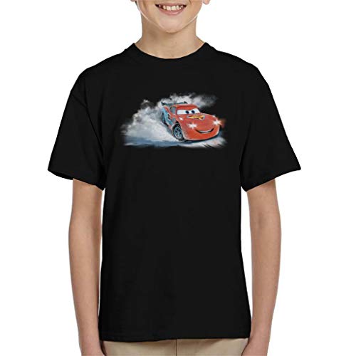 Disney Christmas Cars Rayo McQueen Snowy Skid - Camiseta infantil Negro Negro ( 3-4 Años