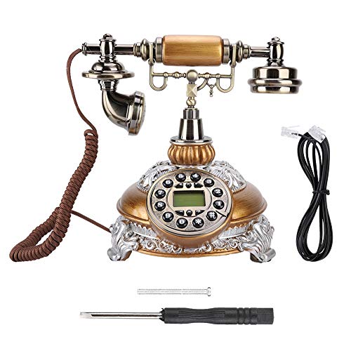 Diyeeni Retro Vintage Teléfono FSK/DTMF, Rotary Dial Antique Phone, Oficina de Línea Fija para el Hogar Teléfono IP automático.