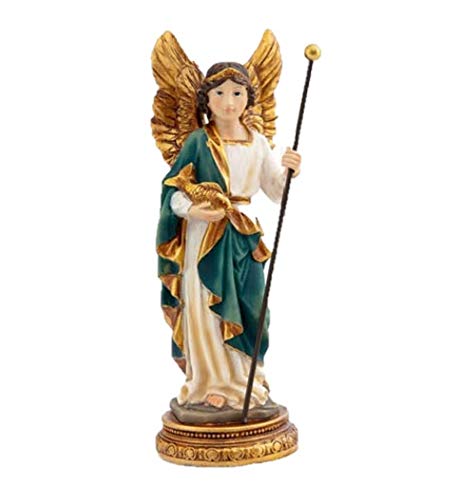 DRW Figura Arcángel San Rafael 11 cm Resina en Caja PVC con la Historia