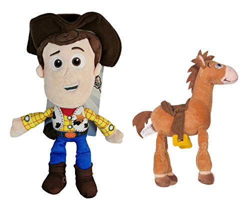 Dsney Toy Story - Pack 2 Peluches Sheriff Woody 13"/33cm + Caballo Perdigón 9'84"/25cm (Woody Voz en Ingles al Pulsar Sus Manos) Calidad Super Soft