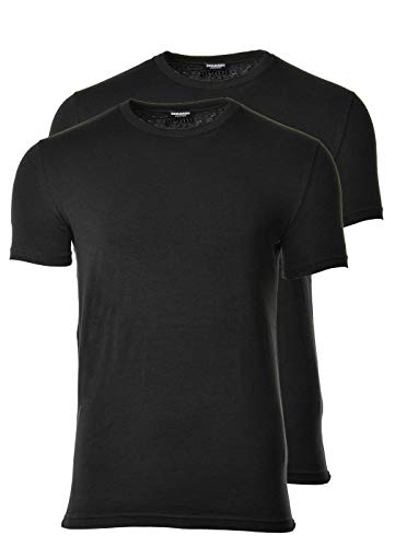 DSQUARED2 Paquete de 2 Camisetas para Hombre, Cuello Redondo, Media Manga, Paquete de Algodón Stretch Twin: Colour: Black | Size: Large DSQUARED2 Paquete de 2 Camisetas para Hombre, Cuello Redondo, Media Manga, Paquete de Algodón Stretch Twin: Colour: Black | Size: Large