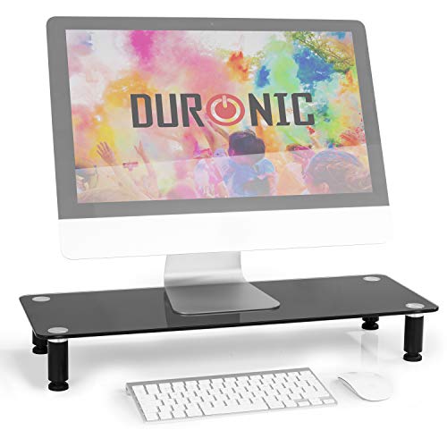 Duronic DM052-4 Elevador para Pantalla, Ordenador Portátil, Televisor - 70 x 24 cm- Cristal Plata, Soporta hasta 40 kg