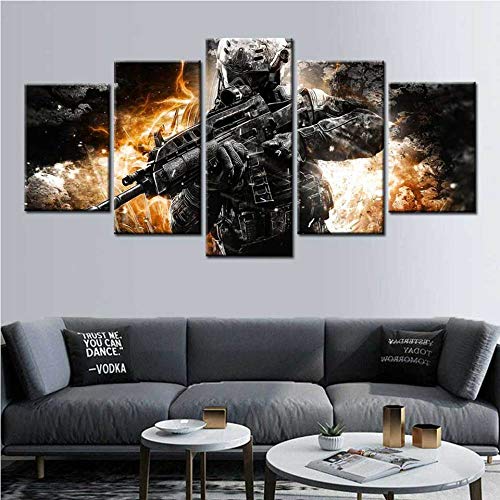 DXNB Call of Duty Black Ops 2 Canvas Wall Art 5 Paneles pósters e Impresiones Wall Art Decoración de la habitación de los niños Modular Picture Painting 30x40 30x60 30x80cm Sin Marco