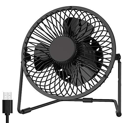 EasyAcc Ventilador de Escritorio USB de 5 Pulgadas con 2 configuraciones Mini operación silenciosa portátil Rotación de 360 ° Ventilador de enfriamiento Personal para Oficina en casa - Negro