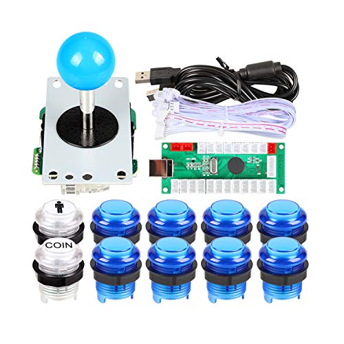 EG STARTS 1 jugador USB LED Encoder para PC Juegos Blue Stickers Controllers + 10x LED Botones iluminados para Arcade Joystick DIY Kits Partes Mame Raspberry Pi 1 2 3 3B