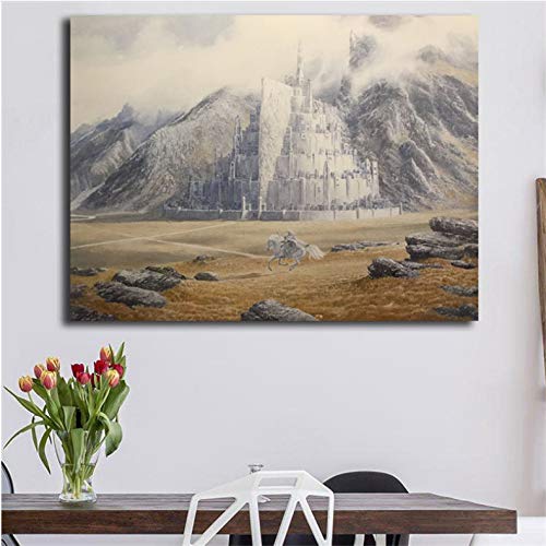 El Señor De Los Anillos Gandalf Cabalga A Minas Tirith por Alan Lee Art Canvas Poster Painting Wall Picture Print Home Bedroom Decor HD A10 (40X60Cm) Sin Marco