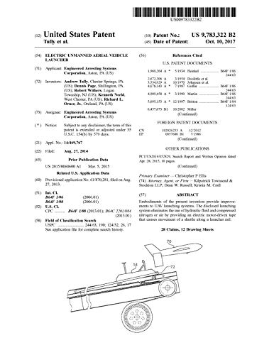 Electric unmanned aerial vehicle launcher: United States Patent 9783322 (English Edition)