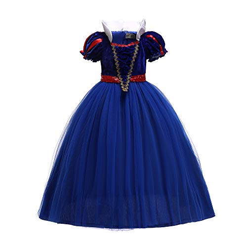 ELSA & ANNA® Princesa Disfraz Traje Parte Las Niñas Vestido (Girls Princess Fancy Dress) ES-SNWBLU02 (6-7 Años, Azul)
