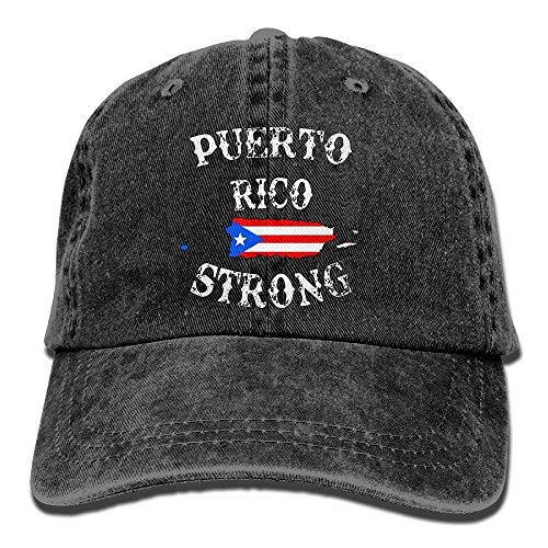 Elsaone Unisex Puerto Rico Strong Denim Jeanet Baseball Cap Ajustable Cricket Cap Hombres Mujeres