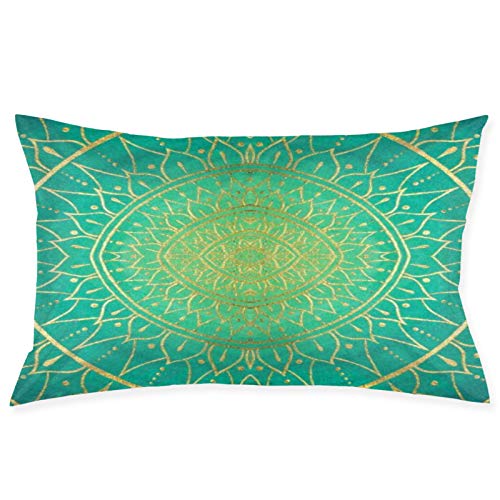 Emerald Gold Mandala Green 100% Fibra de poliéster Sueño de Belleza, Debido a la Salud del Cabello y la Cara Funda de Almohada 20 Pulgadas * 30 Pulgadas