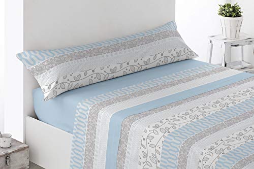 Energy Colors Textil - Hogar - Serie Ottawa - Juego Sábanas 3 Piezas Verano Tacto Super Soft (Azul Higue, 135_x_200_cm )