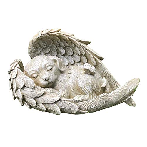 Estatua con Forma De Animal, Lindo Cachorro De Ángel Decoración De Resina Recuerdos para Mascotas Artesanía De Resina Figura De Perro, Estatua para Decoración del Jardín del Hogar/Lápida/Recuerdo