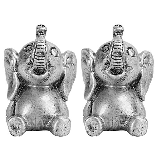 Estatua de resina de 2 piezas, adorno de elefante de resina, estatua de elefante bonita, escultura de animal, decoración artesanal, figurita de la suerte, regalo de felicitación de cumpleaños para la