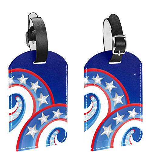Etiqueta inicial para equipaje de viaje, totalmente flexible, de piel sintética, juego de 2 piezas, diseño creativo de día de indemnización americana Etiqueta inicial para equipaje de viaje, totalmente flexible, de piel sintética, juego de 2 piezas, diseño creativo de día de indemnización americana