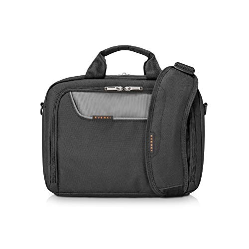 Everki Advance - Bolsa portátil para notebooks de hasta 29,4 cm (11,6 pulgadas) con compartimento para iPad / tableta, compartimento para accesorios, forro interior rico en contraste y pestaña de carro, negro