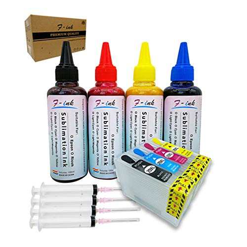 F-ink - Juego de tinta de sublimación (400 ml, compatible con cartuchos de tinta de 29 o 29 XL, tinta de transferencia de calor para tazas/platos/camisas de poliéster/fundas de teléfono