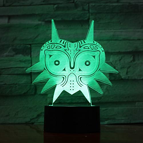 FaceToWind Luz de Noche de acrílico 3D Leyenda de Zelda Figura Máscara de Majoras Lámpara de Lava 3D Luz Creativa de 7 Colores Que Cambia la luz de la Noche