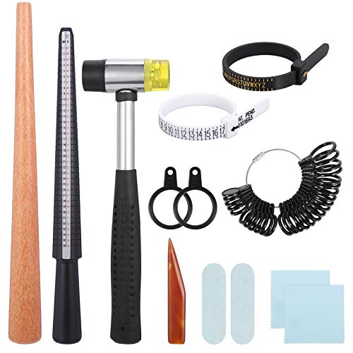 fanshiontide 11 Piezas Herramientas para Hacer Anillos Set Anillo Mandril Sizer Dedo Medidor Mango Martillos Herramienta de la joyería para Anillos de Compromiso fanshiontide 11 Piezas Herramientas para Hacer Anillos Set Anillo Mandril Sizer Dedo Medidor Mango Martillos Herramienta de la joyería para Anillos de Compromiso