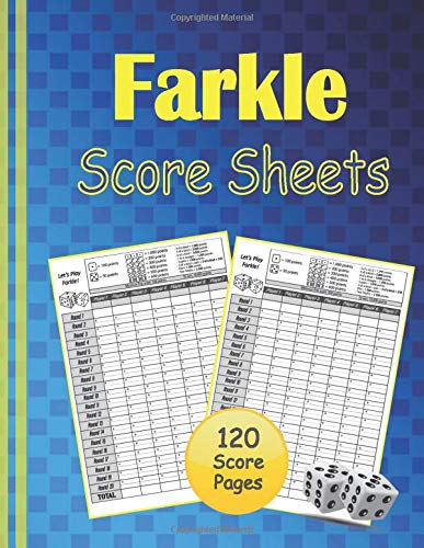 Farkle Score Sheets. Let’s Play Farkle!: Farkle Score Keeping Cards, 120 Farkle Scorecards with Farkle dice score rules – 8,5x11 Inch Large Pads