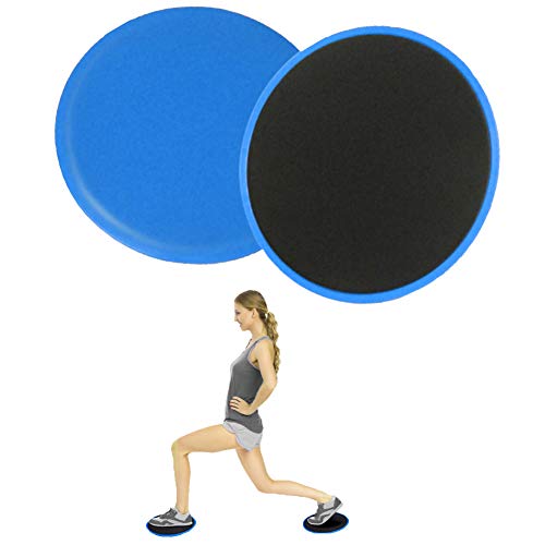 FEimaX Core Sliders de Ejercicio 2 x Doble Cara Discos Deslizantes para Abdominales y Piernas, Uso en Alfombra y Pisos Duros, Core Disco de Fuerza para Hogar, Yoga, Pilates (Azul)