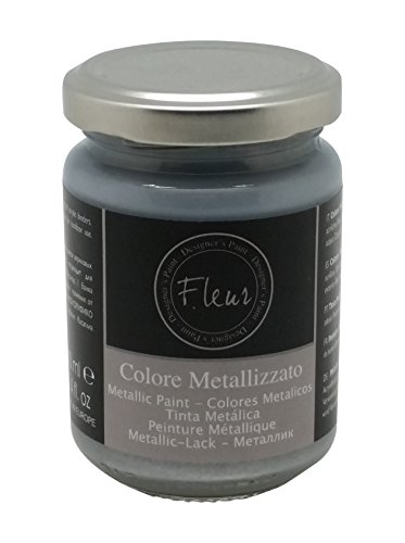 Fleur Paint 12501 - Pintura mineral metalizada (base agua, 130 ml) color aston silver