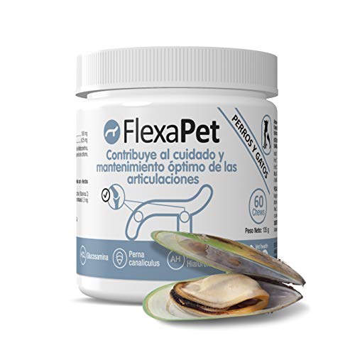 Flexapet - petia Vet health - Condroprotector para Perros y Gatos con Sistema Digestivo Sensible - Bote 60 chews