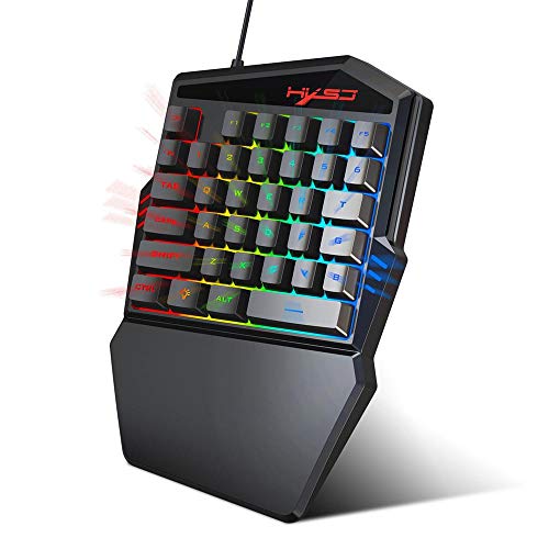 FOONEE Teclado de una mano, teclado mecánico de 35 teclas, mini teclado portátil para juegos con retroiluminación LED RGB para juego LOL/PUBG/Wow/Dota/OW/Fps, 8 x 6 x 1.3 pulgadas