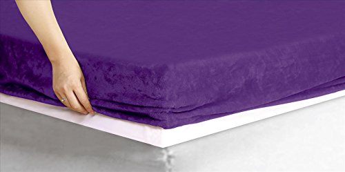 ForenTex - Sábana Bajera Ajustable, (MM-4027), Morado, Invierno, Cama 105 cm, con Tacto Seda de sedalina, nacarina, de 250 gr/m2, exclusivas.