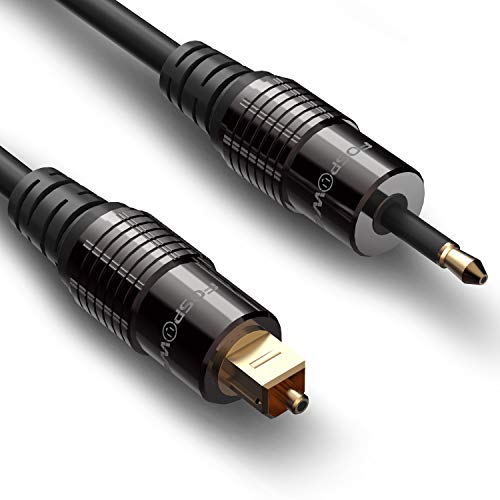 FosPower (10 ft /3,0m 24K Oro Plateado Toslink a Mini Toslink Digital óptica S/PDIF Cable de Audio