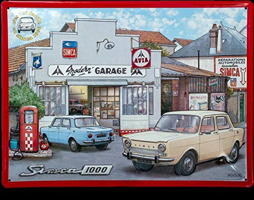 Francia Vintage Placa Metal 40x30cm Pub Retro Garaje Avia Simca 1000 por Christine Roque