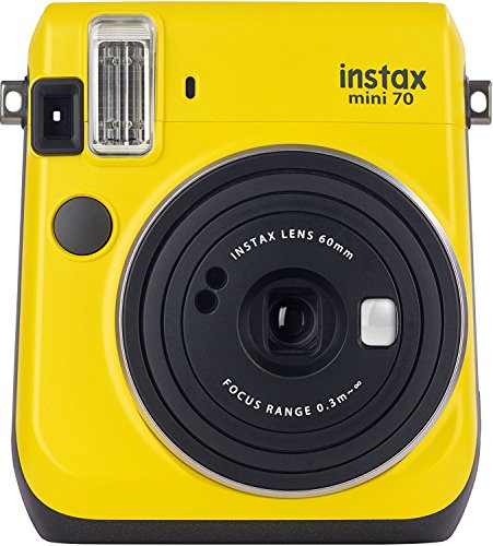 Fujifilm Instax Mini 70 - Cámara analógica instantánea (ISO 800, 0.37x, 60 mm, 1:12.7, flash automático, modo autorretrato, exposición automática, temporizador, modo macro), amarillo canario