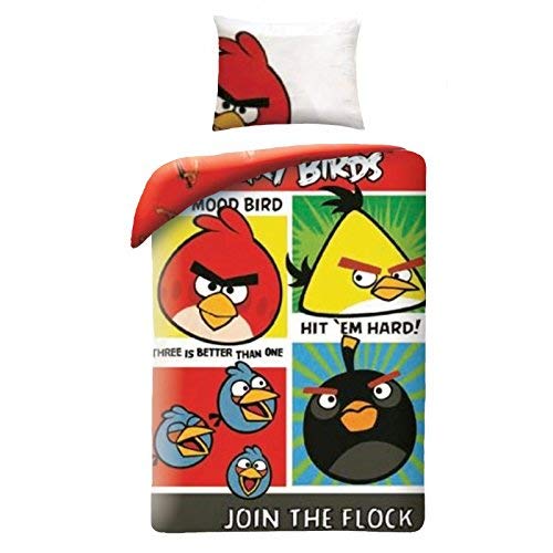 Funda nórdica Juego de Cama Angry Birds Join The Flock 160x200cm 100% Coton Original ROVIO