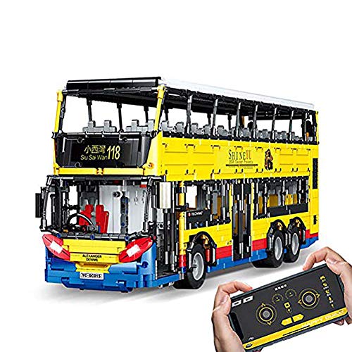 FXQIN Autobús de Control Remoto Coche Teledirigido de 4306PCS Bloques de Construcción RC Bus Camiones de Juguete para niños 2.4 GHz Carro eléctrico RC Camiones De Radiocontrol con Luces