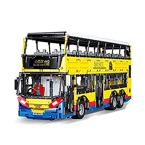 FXQIN RC Bus Coche Teledirigido de 4306PCS, Bloques de Construcción de Autobús de Control Remoto, DIY Coches de Carreras RC 2.4 GHz, Radiocontrol Car Autobús Doble para Niños Y Niñas