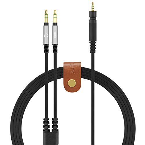Geekria Cable de audio de repuesto compatible con Sennheiser Game ONE, Game Zero, PC 373D, GSP 350, GSP 500, GSP 600 auriculares para videojuegos, funciona con PC (5.6 pies, negro)