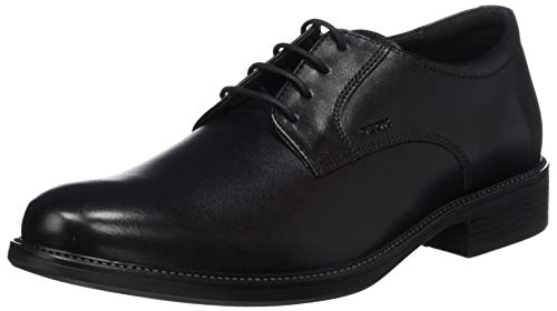Geox Uomo Carnaby D, Zapatos de Cuero con Cordones para Hombre, Negro (Black 9999), 43 EU