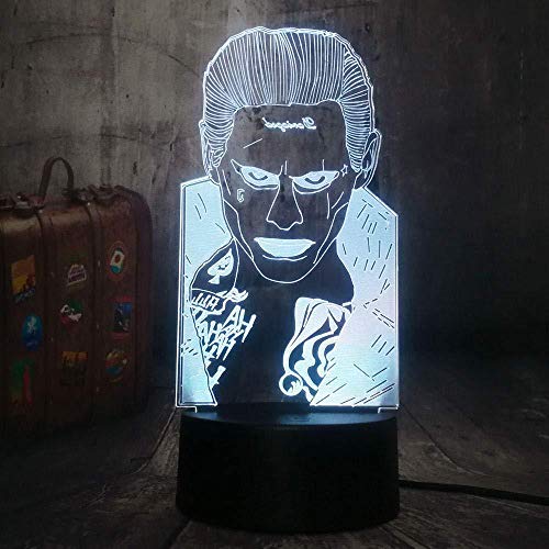 GEZHF Illusion Luz de Noche 3D Payaso LED Mesa Lámpara de Escritorio 7Colores Carga USB Iluminar Dormitorio de los Niños Decoración de Navidad Halloween Regalo de Cumpleaños