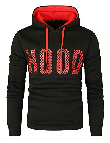 GHYUGR Sudadera con Capucha Hombre Colores de Contraste Estampado Hoodie Sweatshirt Pullover con Bolsillo Otoño Invierno Deporte Outwear,Negro+Rojo,L GHYUGR Sudadera con Capucha Hombre Colores de Contraste Estampado Hoodie Sweatshirt Pullover con Bolsillo Otoño Invierno Deporte Outwear,Negro+Rojo,L