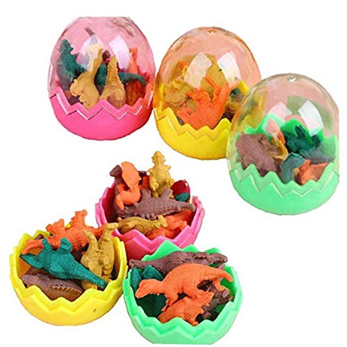 Gomas de borrar dinosaurio mini juguetes Huevos borrador de goma para los niños 6Pcs (color al azar)