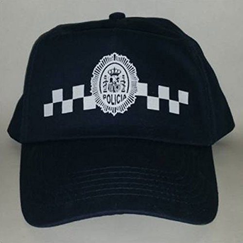 Gorra de Policia Local, con damero, Talla para niños y Adultos (Azul, niños)