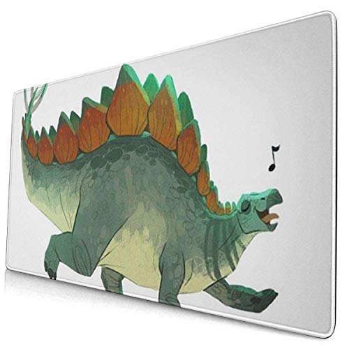 GOSMAO Happy Stegosaurus Design Pattern Alfombrilla de ratón para Juegos Grande Alfombrilla de ratón Larga y extendida Alfombrilla de Escritorio Alfombrillas de Goma Antideslizantes Bordes cosidos