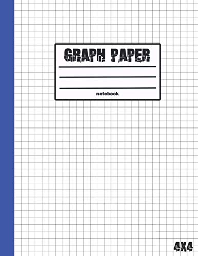 Graph Paper Notebook 4x4: composition journal with 8.5x11 page layout for graphing, drawing, writing/blue stripe (120 pages)