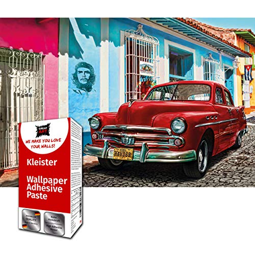 GREAT ART Papel Pintado Fotos Decoraciones de Pared Coche Viejo - Havana Cuba Póster Autos Cubanos 210 x 140 cm - Papel tapiz 5 piezas incluye pasta