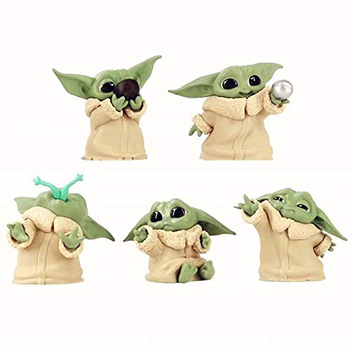 GRTG 5 Unids/Set Baby Yoda Figura de Acción Juguetes 5-6cm Mandalorian Yoda Baby Action Toys Star Wars Yoda Figuras Hot Kids Toys 5Pcs