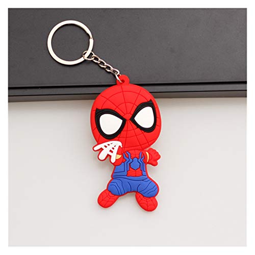 Gzjdtkj Llavero Spiderman Hierro Hombre héroe de Dibujos Animados Llavero Anime Figura PVC Doble Bolsa Lateral Llave pendan Juguetes Regalo (Color : 9)